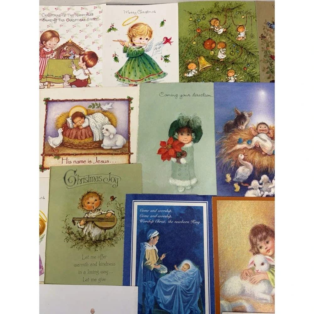 Vintage Christmas Cards Fronts ONLY Kids Children Scrapbooking Crafts Lot of 50+